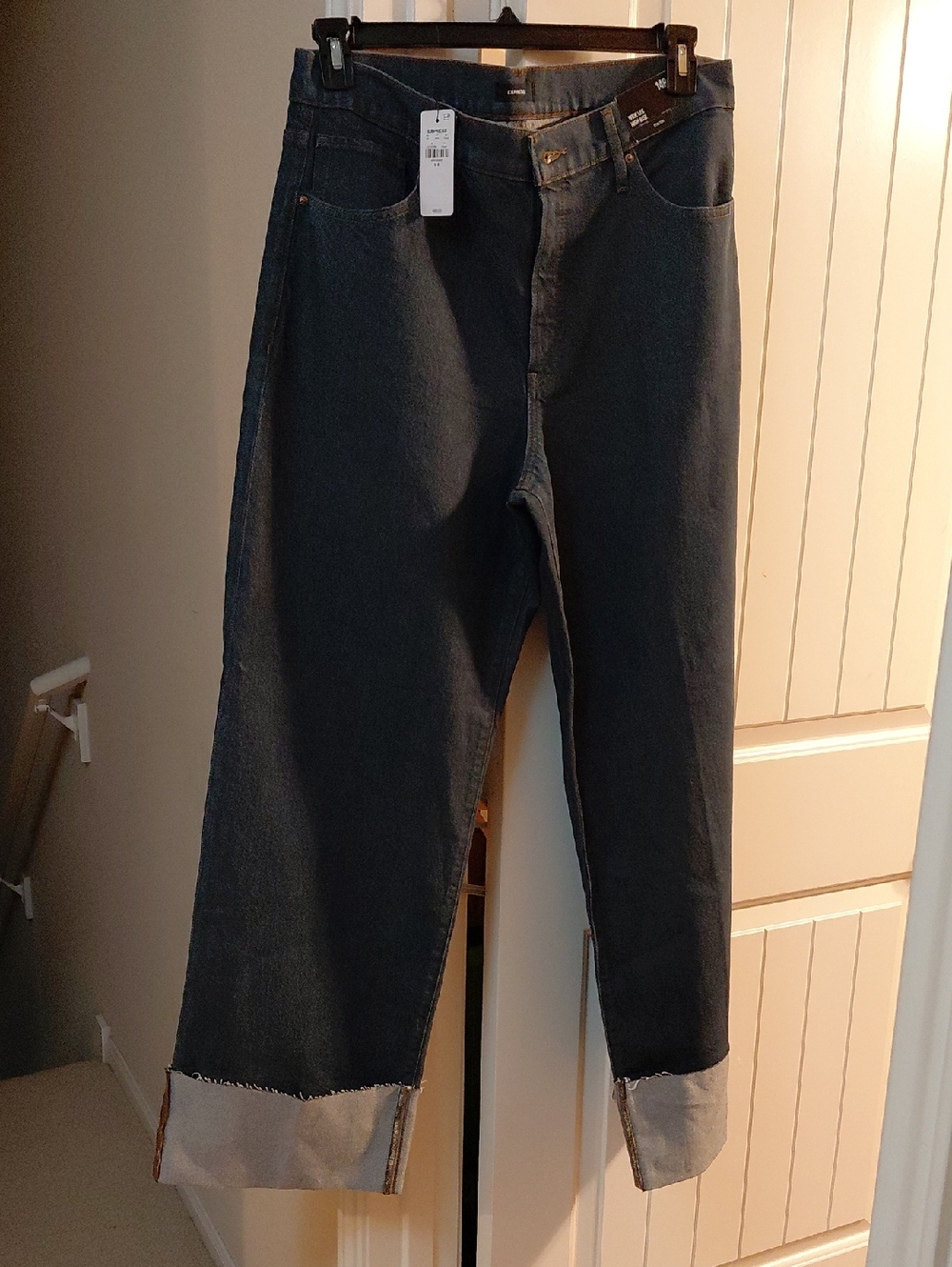 Women Dark Blue Cuffed Jeans